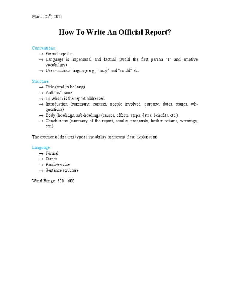 How to write an official report pdf