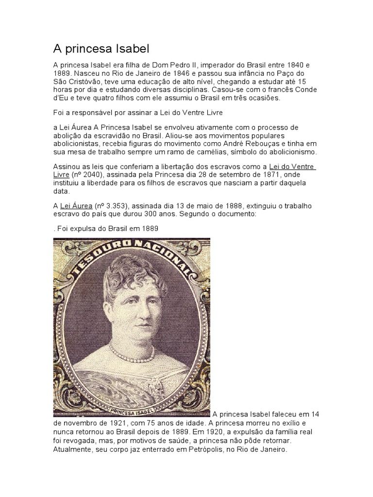 Biografia da Princesa Isabel | PDF