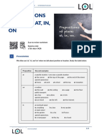 Prepositions of Place at in On American English Student