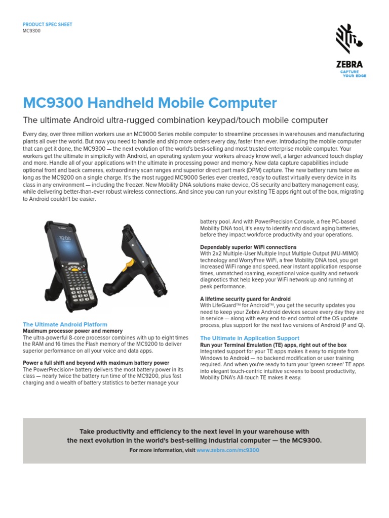 Zebra MC9300 - Specification Sheet | PDF