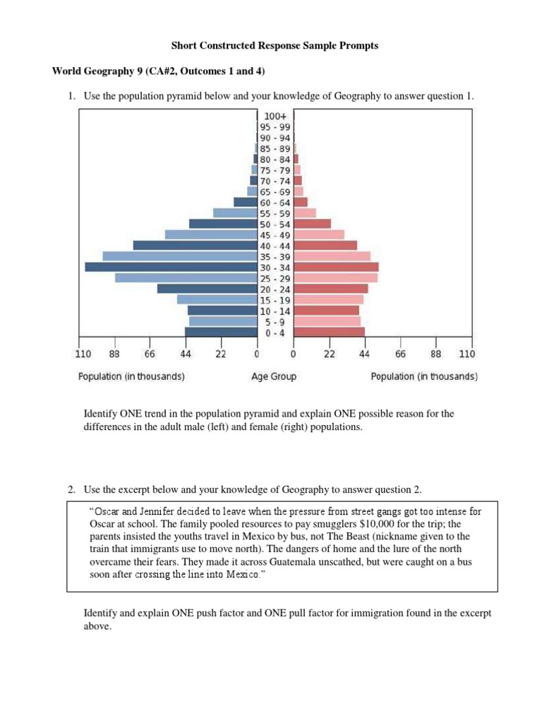 Short Constructed Response Sample Questions
