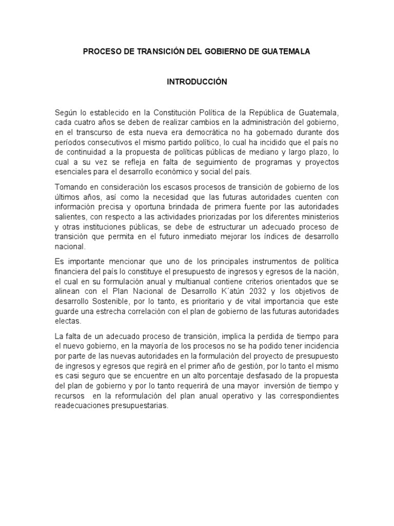 Transición ordenada: Un informe integral para el cambio de gobierno en ...