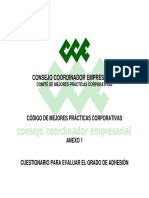 Cuestionario para evaluar el grado de adhesión al Código de Mejores Prácticas Corporativas