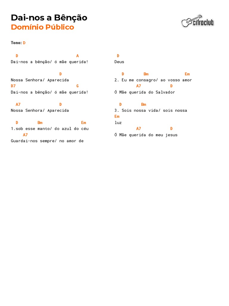 Letra e Cifras: Dai-nos a Bênção | PDF