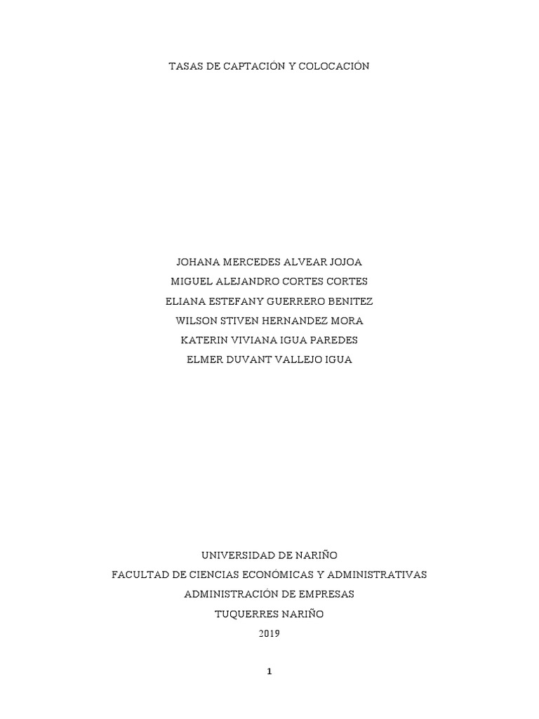 Tasas de Captacion y Colocacion | PDF | Bancos | Interés