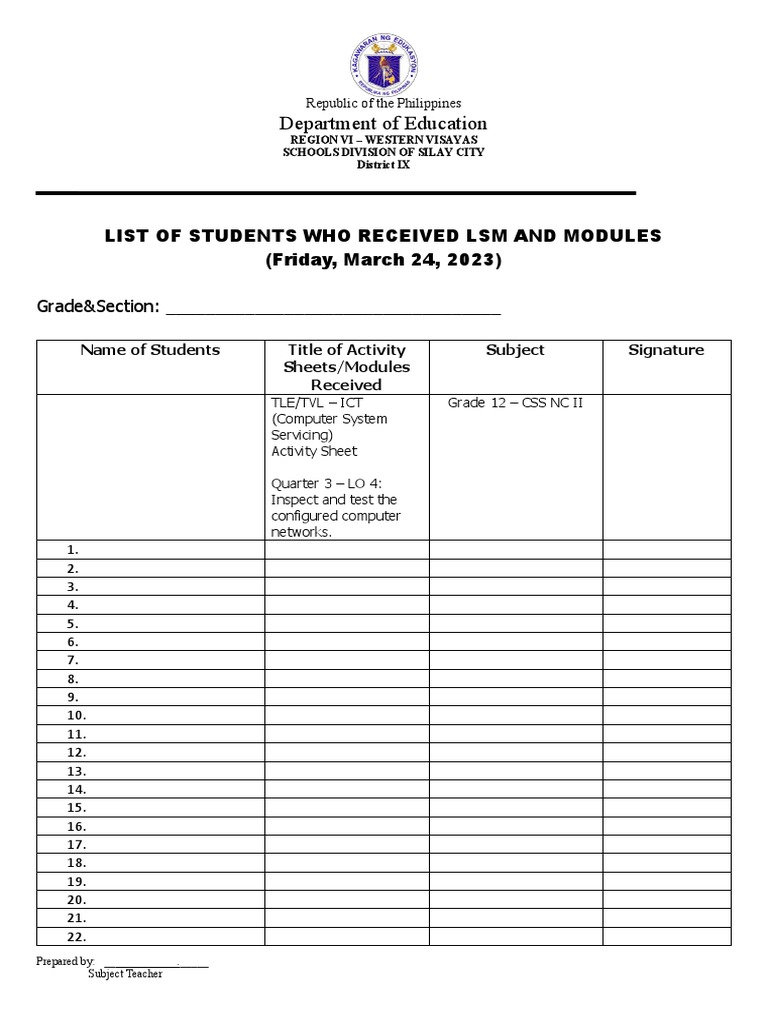 List of Students Received LSM Modules | PDF