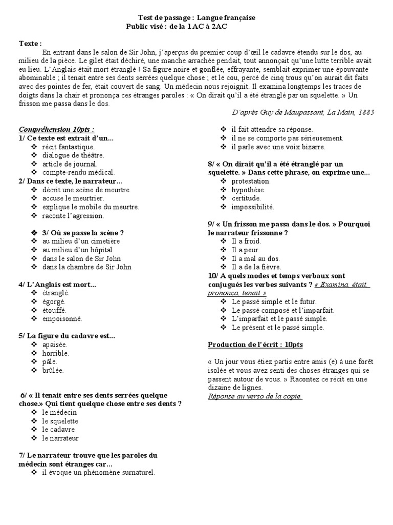 Test D'admission | PDF
