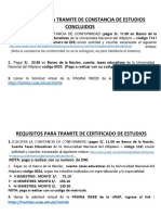 Requisitos para Tramite de Constancia y Certificado de Estudios Concluidos 2022