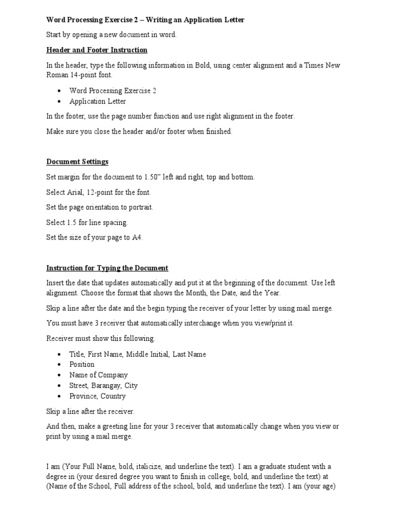 Application Letter Formatting Exercise | PDF | Résumé | Computing