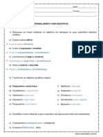 Atividade de Portugues Adjetivos 5º Ano Respostas