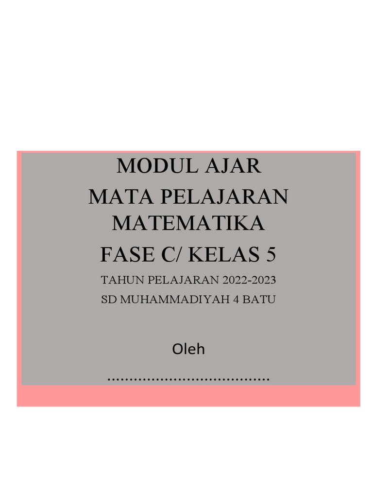 Modul Ajar Matematika Kelas 5 SD | PDF | Karier & Perkembangan | Seni