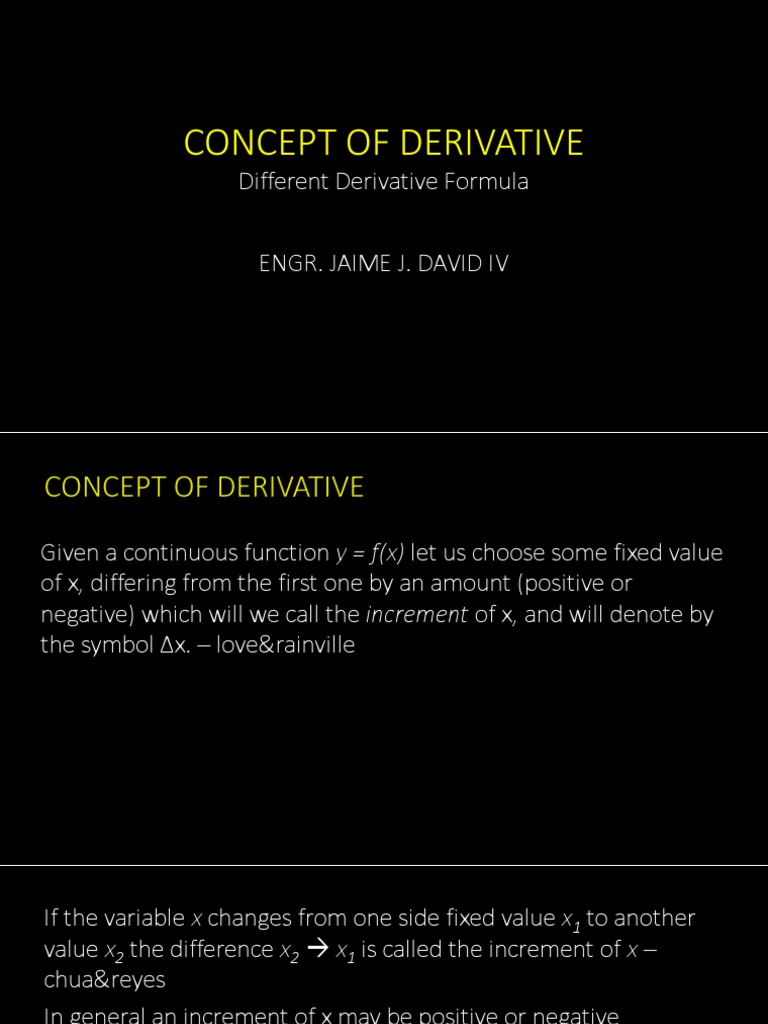 Derivative Concepts and Formulas | PDF | Derivative | Function ...