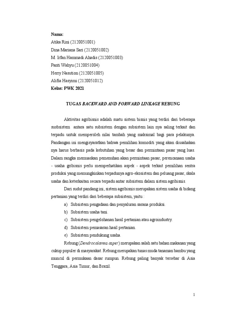 BACKWARD FORWARD LINKAGE Kel. REBUNG PDF