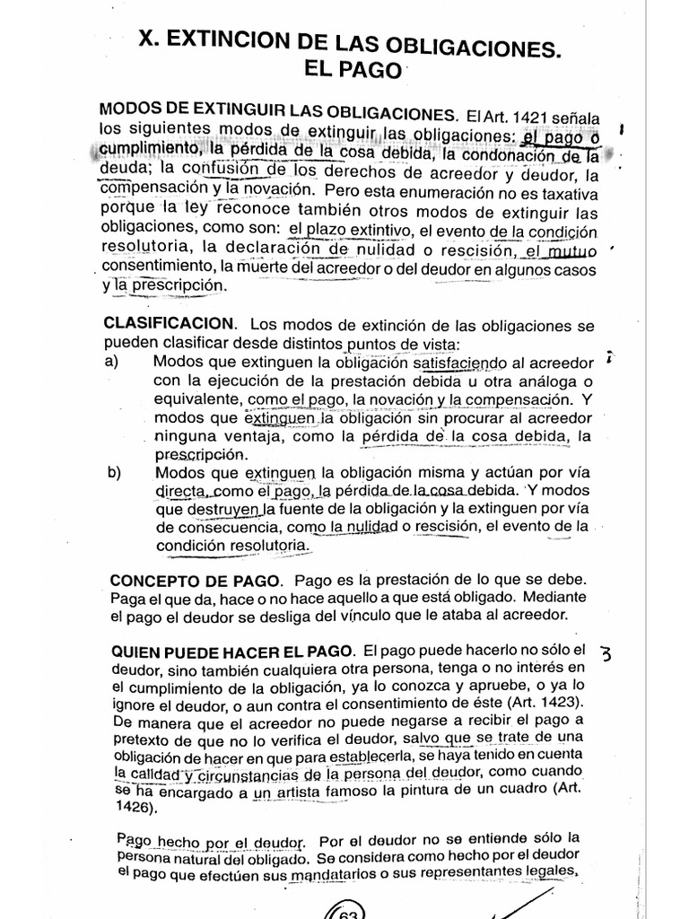 Extincion de Las Obligaciones. El Pago | PDF