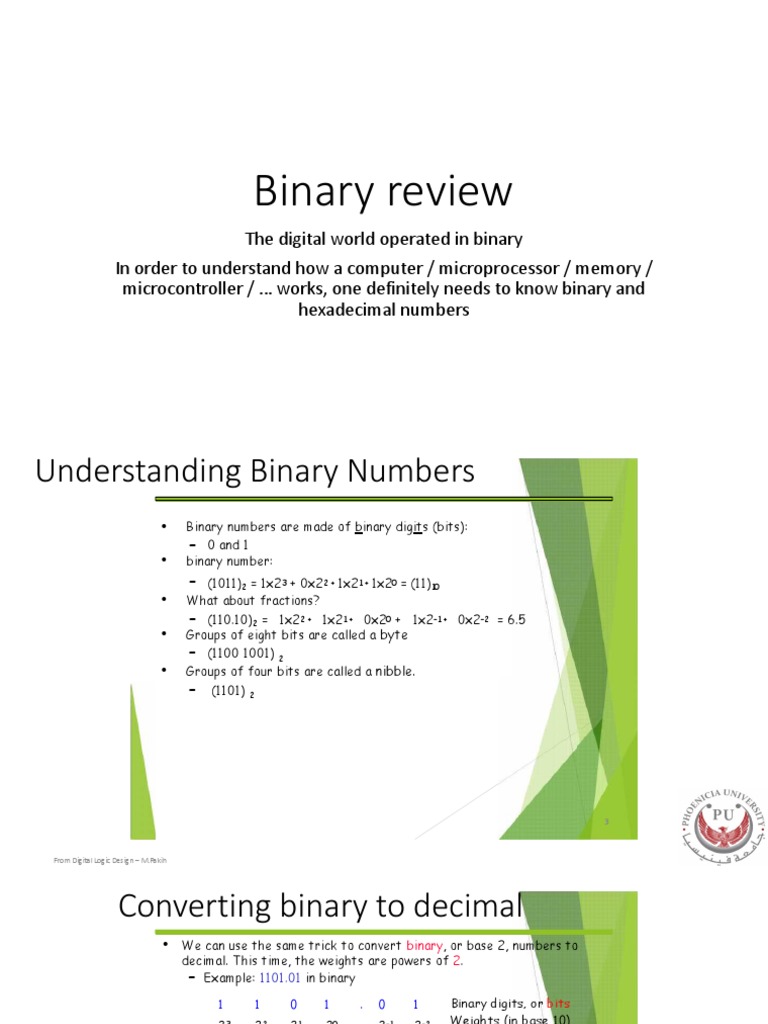 Lecture 1 review binary logic basics pdf ascii numbers
