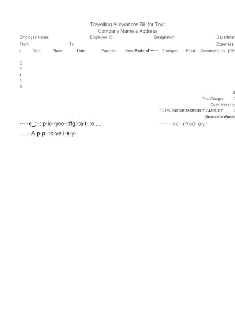 Ta Da Bill Format Pdf