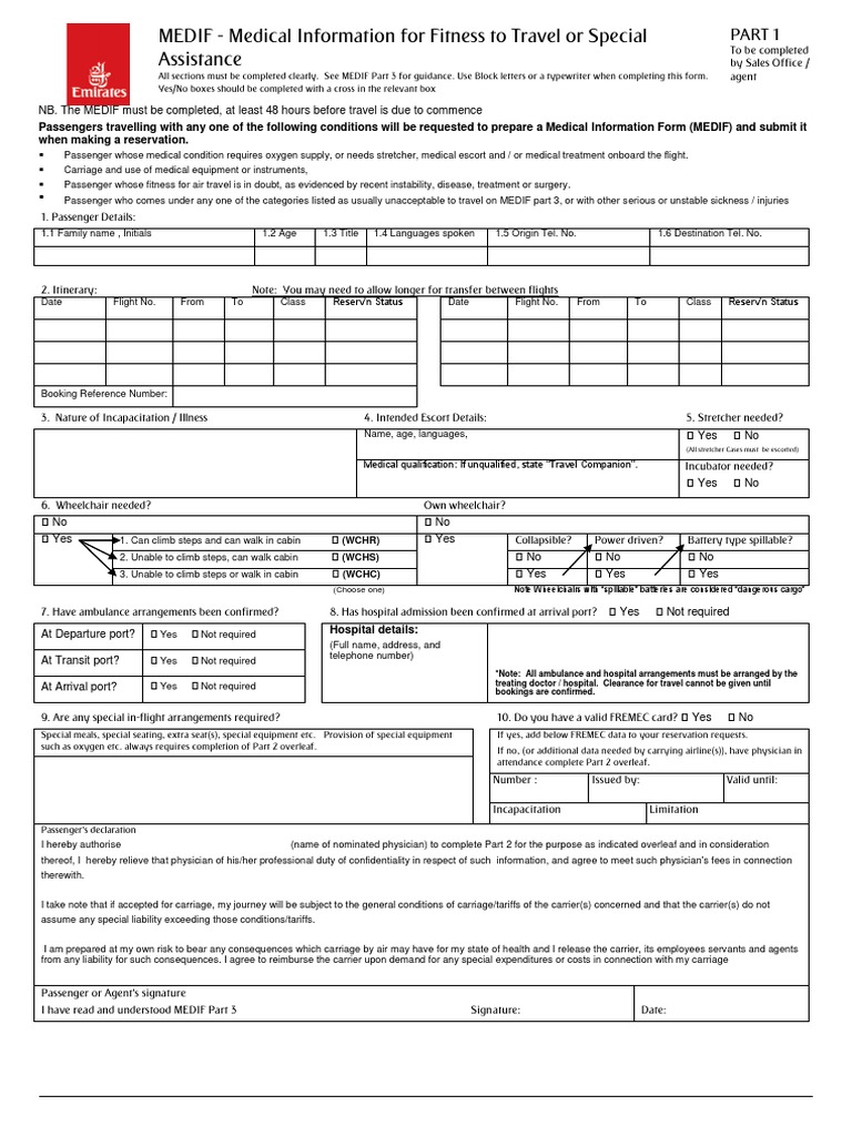 Saudi Airlines MEDIF Form Guide | PDF | Medical Diagnosis | Terminal ...