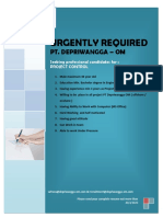 Job Vacancy - Project Control - PT Depriwangga Om