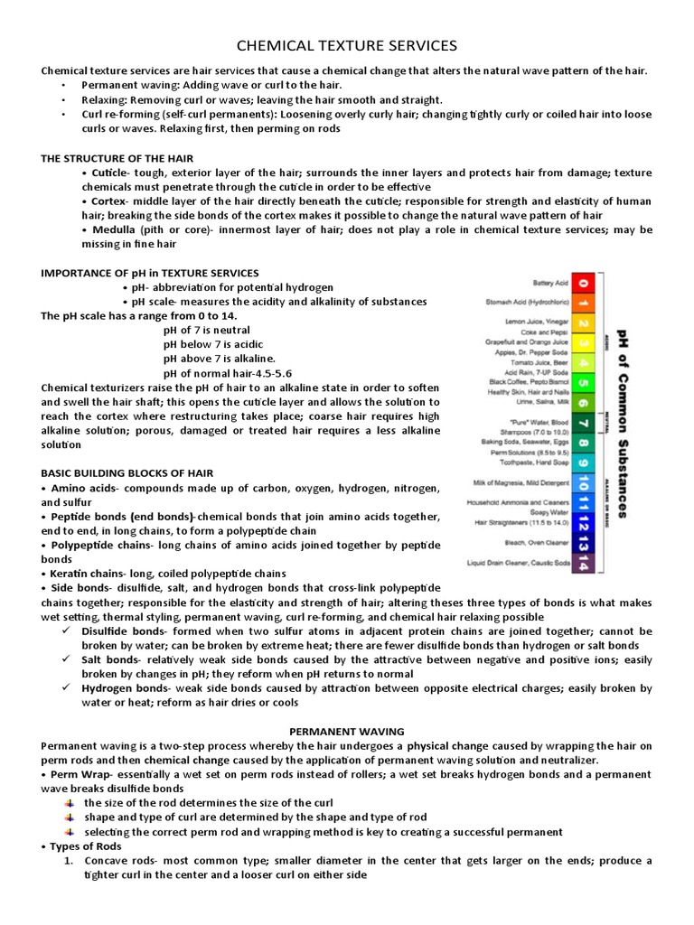 CHEMICAL TEXTURE SERVICES Handouts | PDF | Chemical Bond | Ph