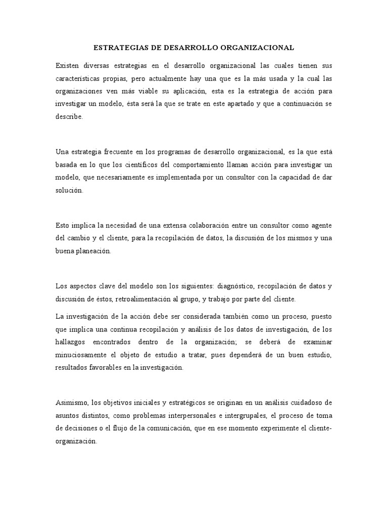 Estrategia de Acción en Desarrollo Organizacional | PDF | Conocimiento ...