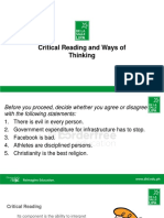 Critical Reading and Ways of Thinking - Claims and Stand