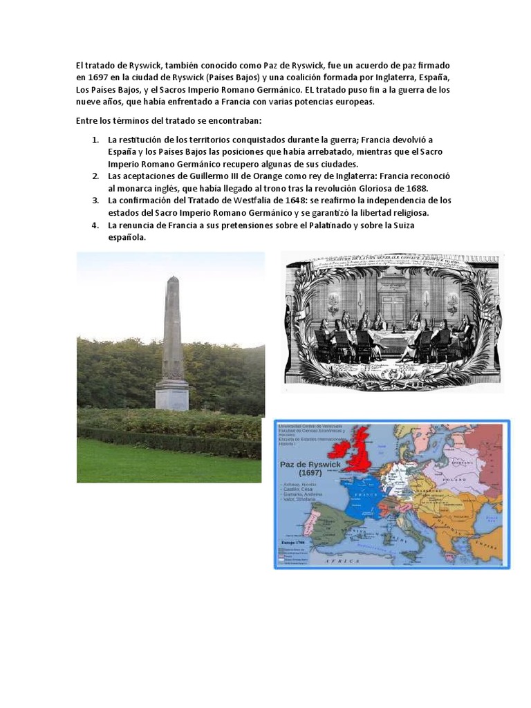 Resumen del Tratado de Ryswick 1697 | PDF