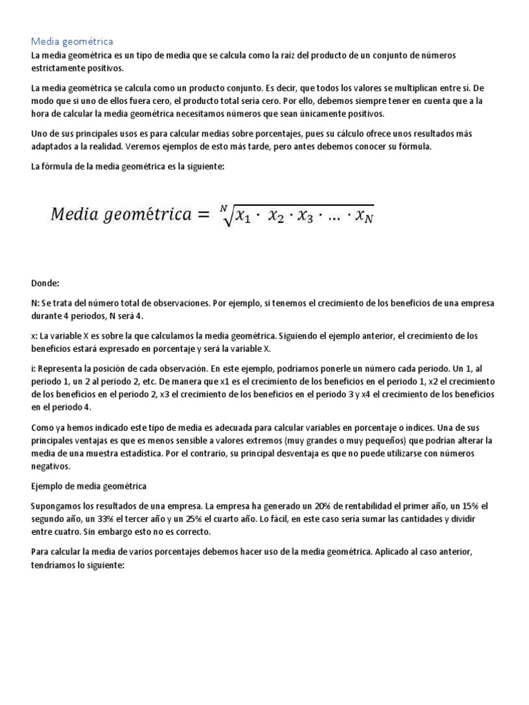 Media Geométrica PDF PDF Matemáticas