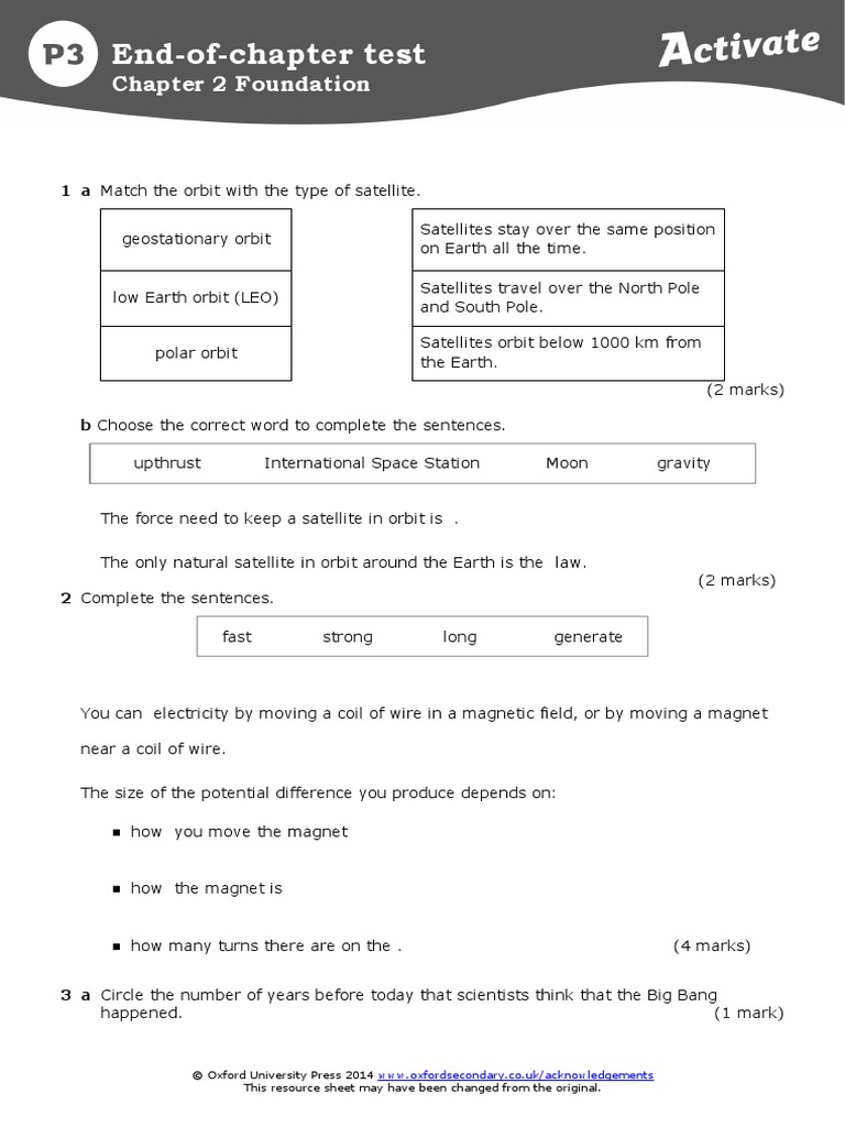 P3 Chapter 2 End-Of-Chapter Test (Foundation) | PDF | Satellite ...