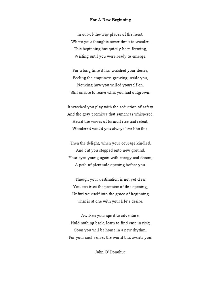 For A New Beginning John O’Donohue PDF