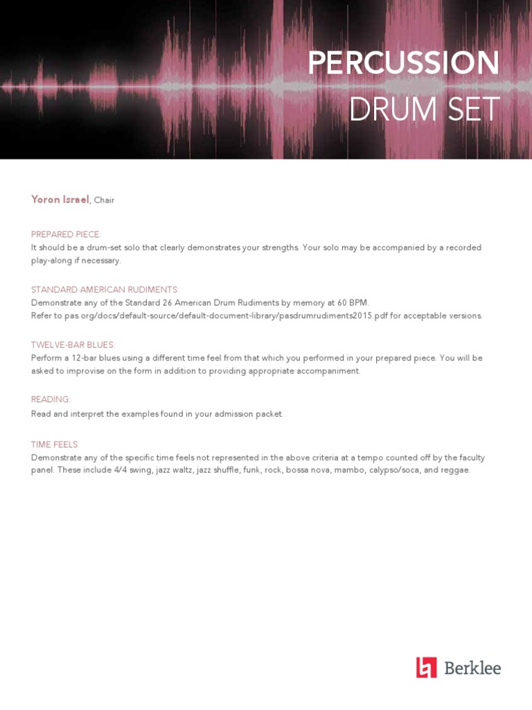 Percussion Drum Set Audition Packet PDF