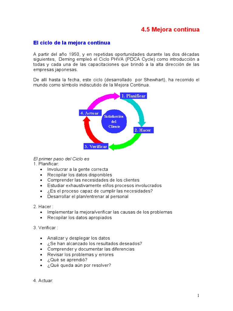 Ciclo PHVA y Kaizen en Mejora Continua | PDF | Calidad (comercial ...