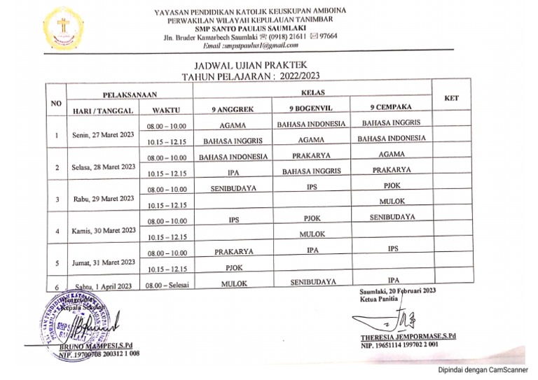 Jadwal Ujian Praktek Pdf Pdf