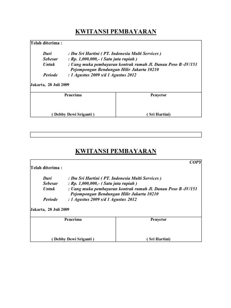 Kwitansi Rumah