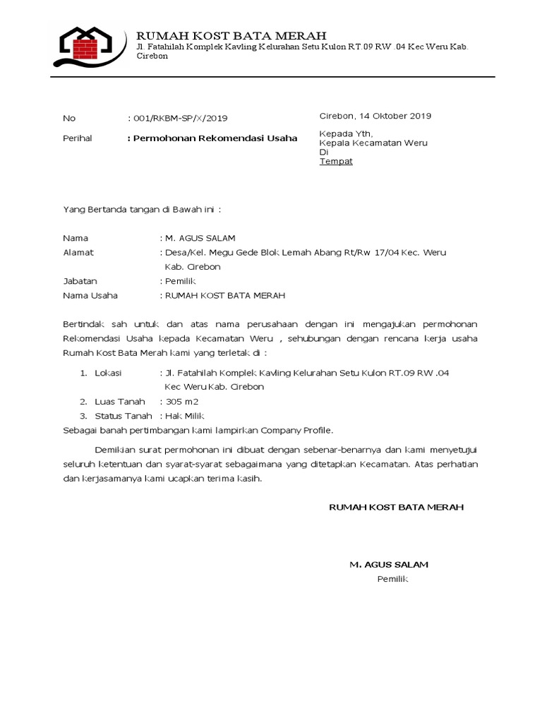 Surat Permohonan Rekom | PDF