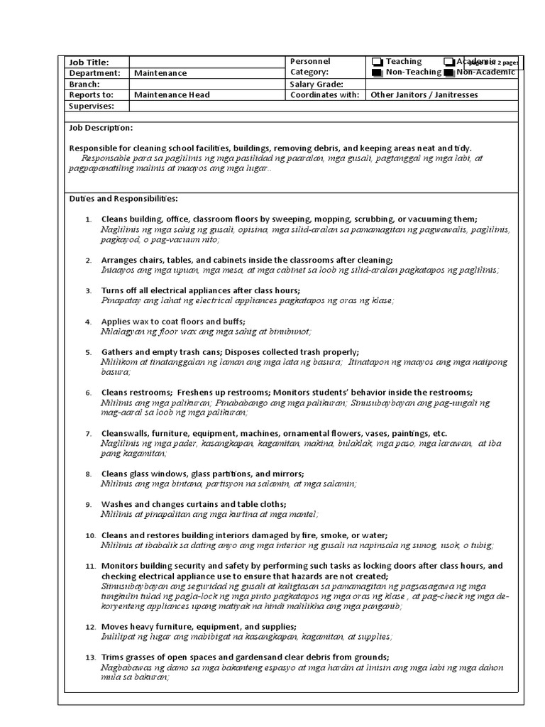 JANITORS | PDF