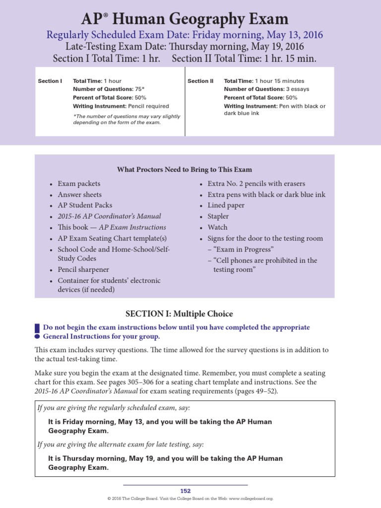 Ap Exam Instructions Human Geography 2016 PDF | PDF | Advanced ...