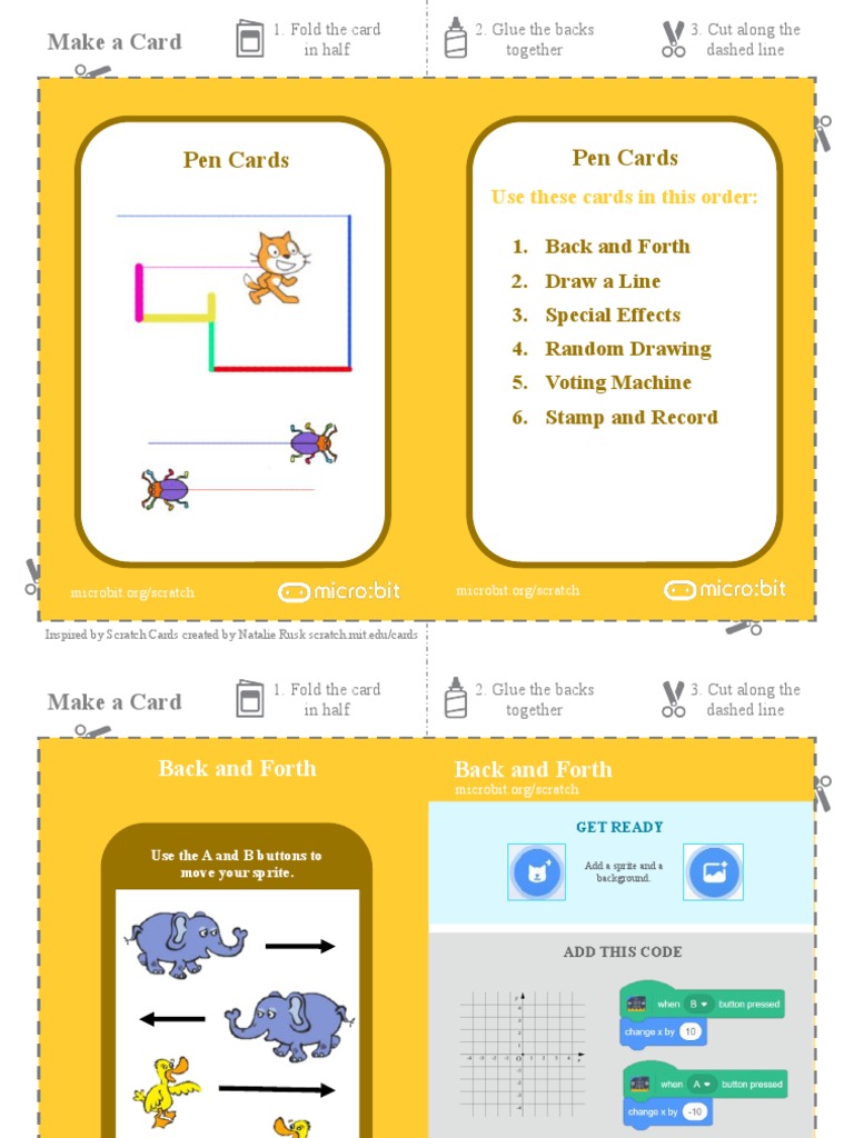 Drawing Microbit Scratch Cards PDF Scratch (Programming Language