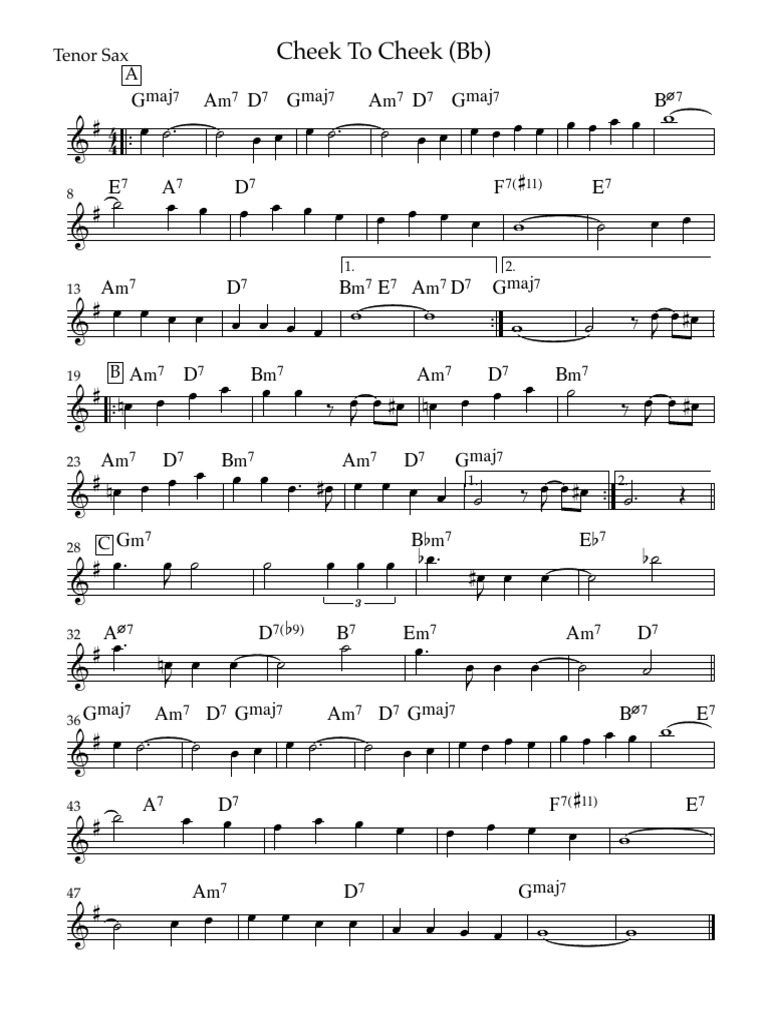 Cheek To Cheek (BB) - Tenor Sax | PDF