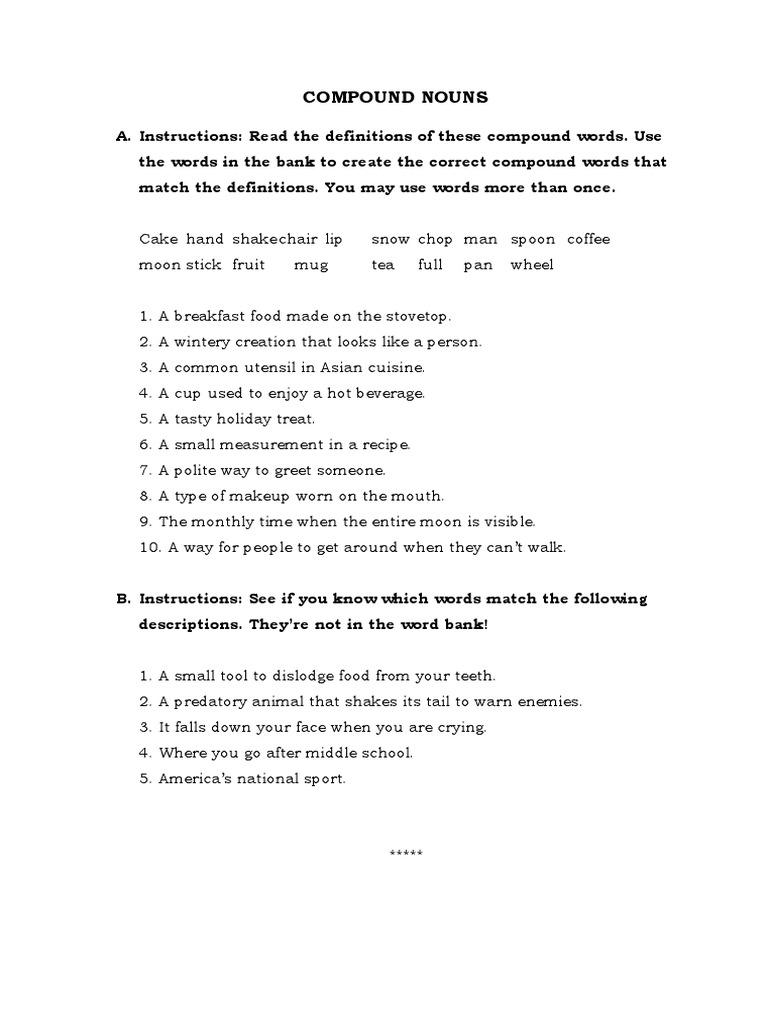 Compound Nouns | PDF