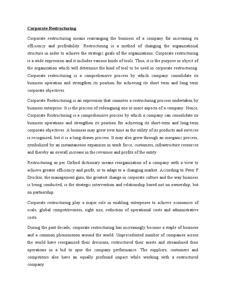 Capital restructuring for businesses