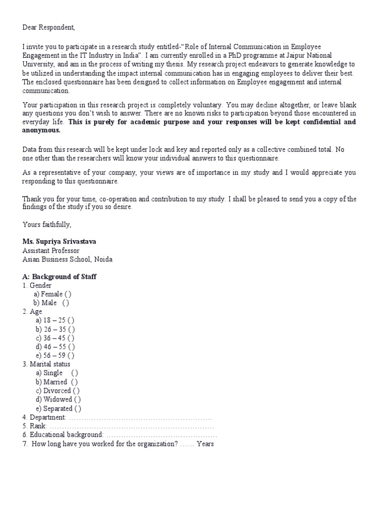 Phd Questionnaire Pdf Psychology