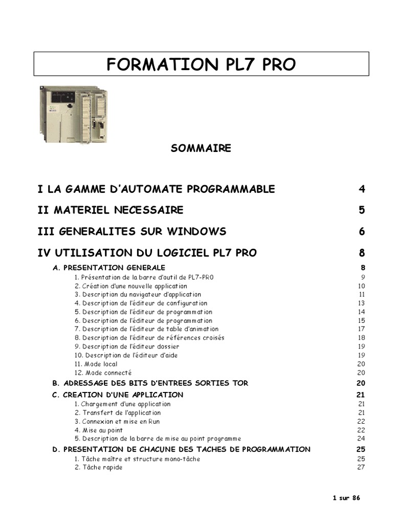 Formation sur PL7 Pro et Automates | PDF | Application | Programmation ...