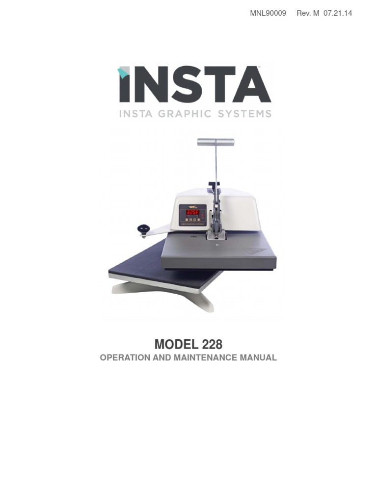 MS228 Insta Heat Press Manual PDF Screw Silicone