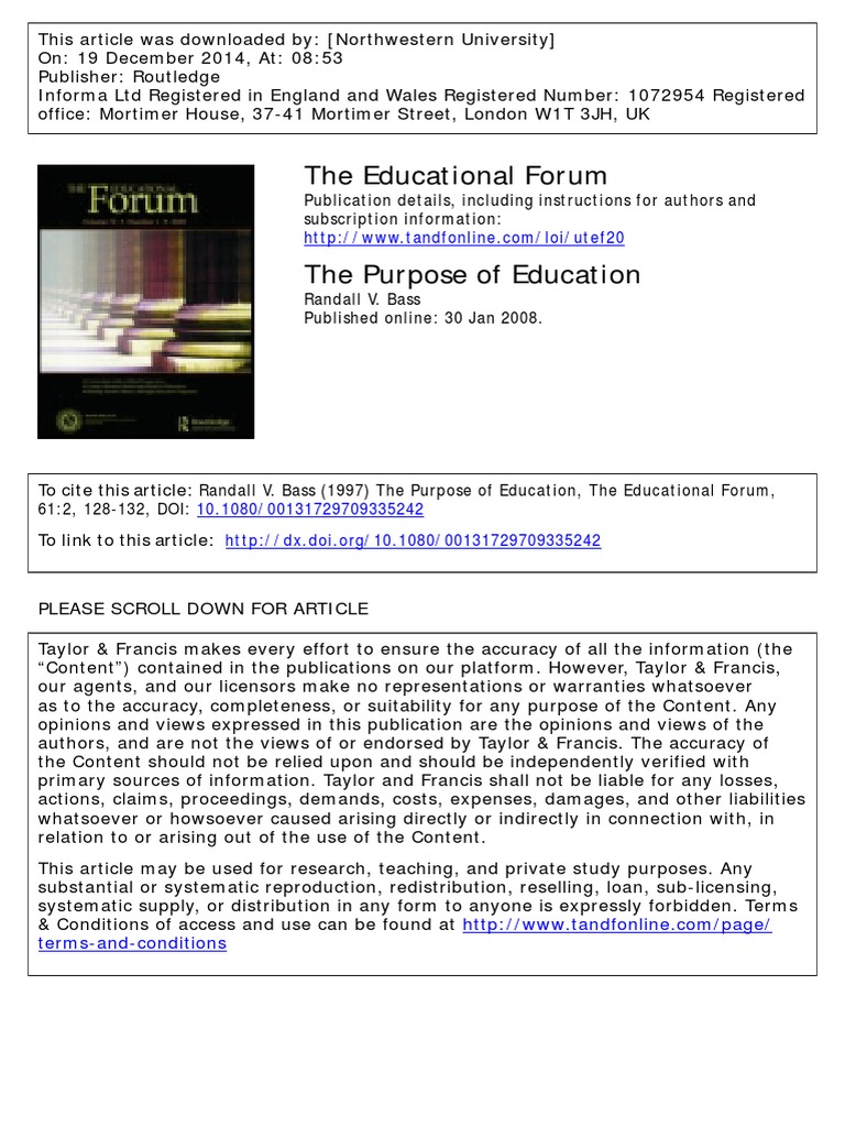 The purpose of education pdf
