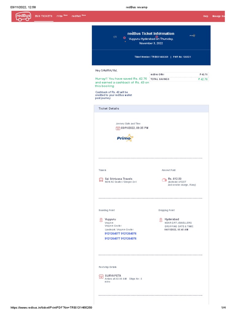 Vuyyuru Ticket PDF Bus Baggage