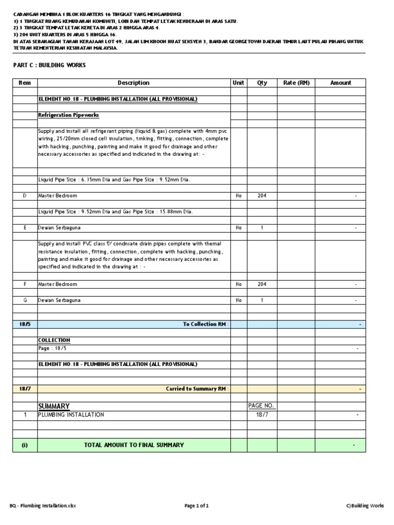 BQ Plumbing Installation PDF Architectural Design Architecture