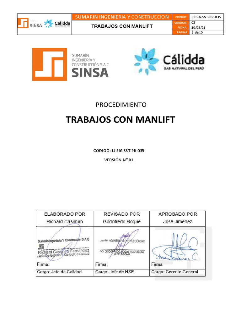 Lj sig sst pr 035 procedimiento de trabajos con manlift rv sgs 02 pdf