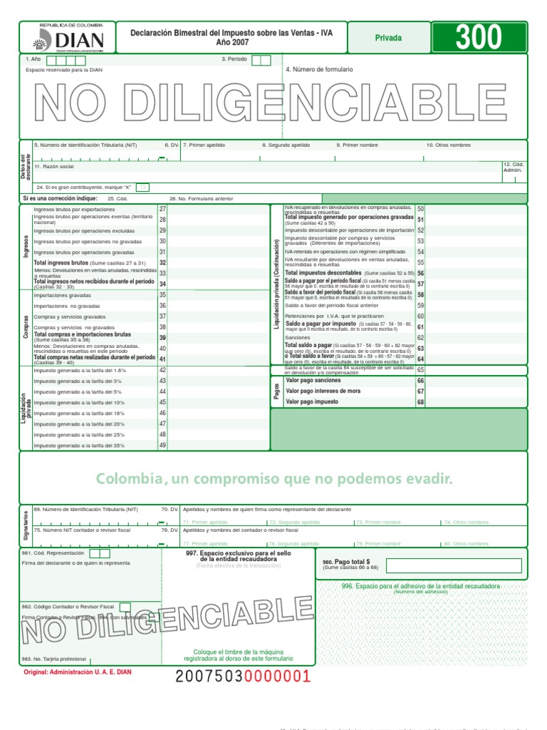 Formato Declaración IVA DIAN 2025 | PDF | Impuestos | Contabilidad
