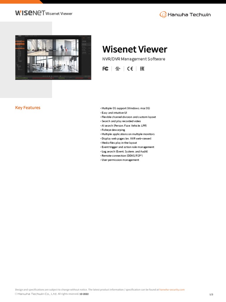 Wisenet Viewer Software Overview | PDF | Video | Digital Video Recorder