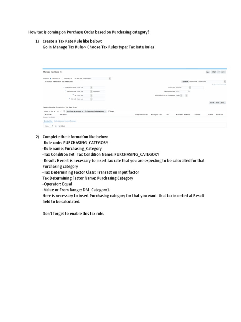 How Tax Is Coming On Purchase Order Based On Purchasing Category | PDF